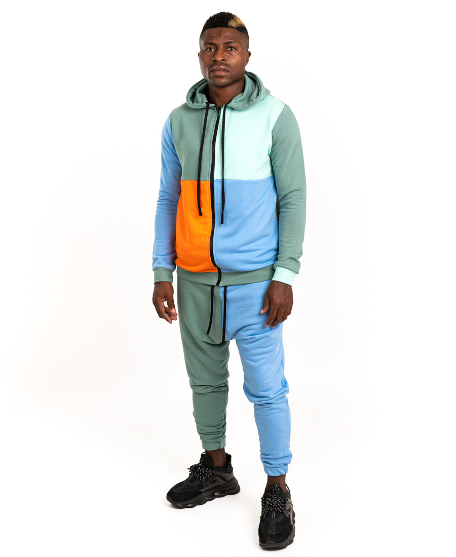 Trening multicolor cu bluza cu fermoar