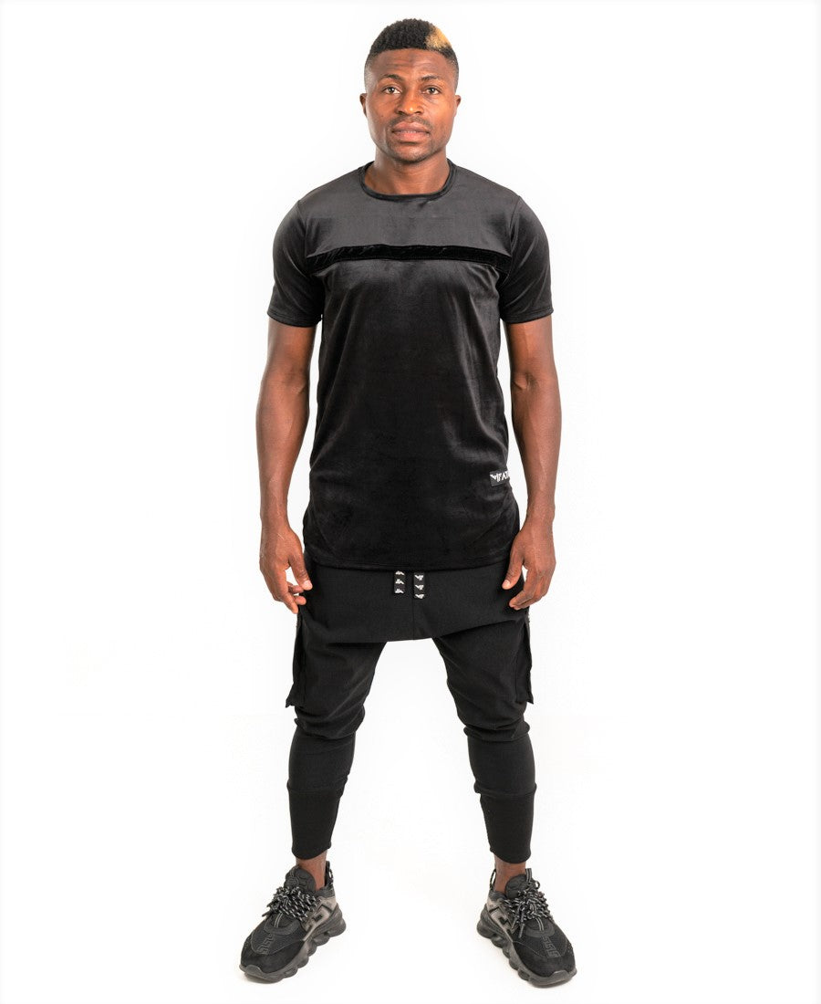 Tricou negru de catifea