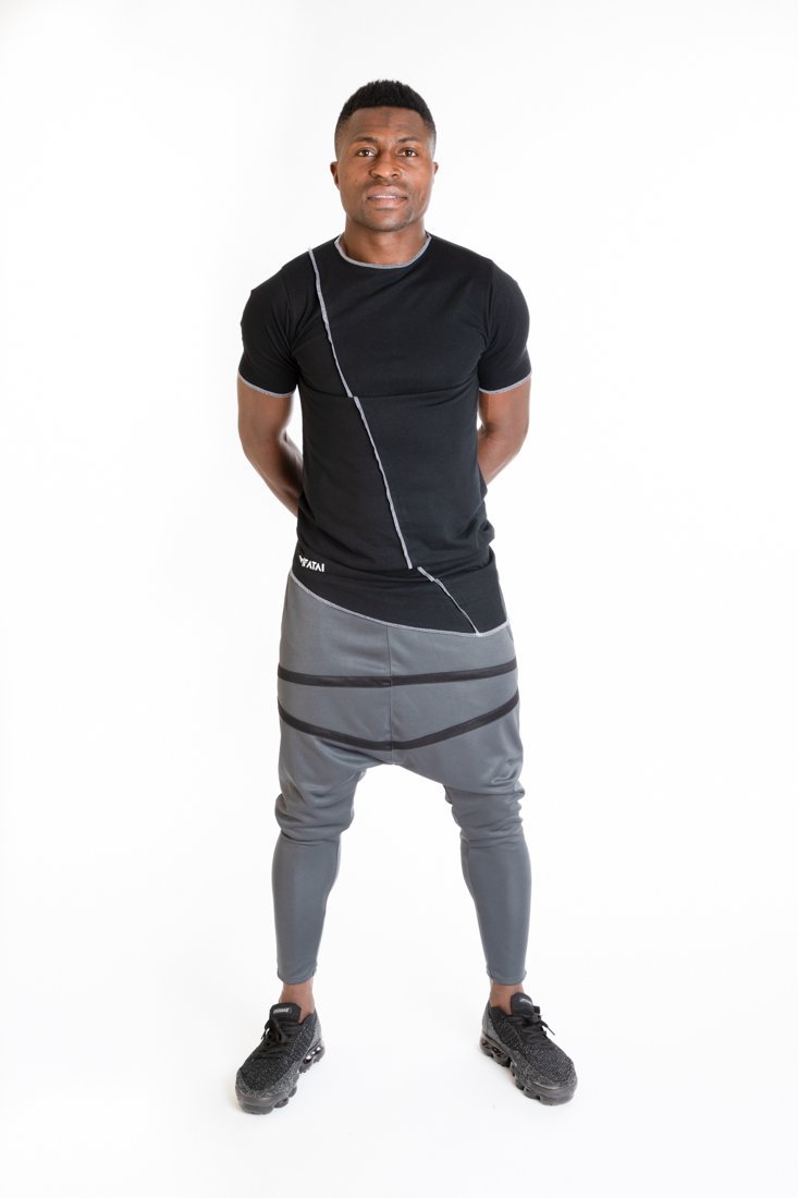 Dark grey trousers with tight black lines - Fatai Style
