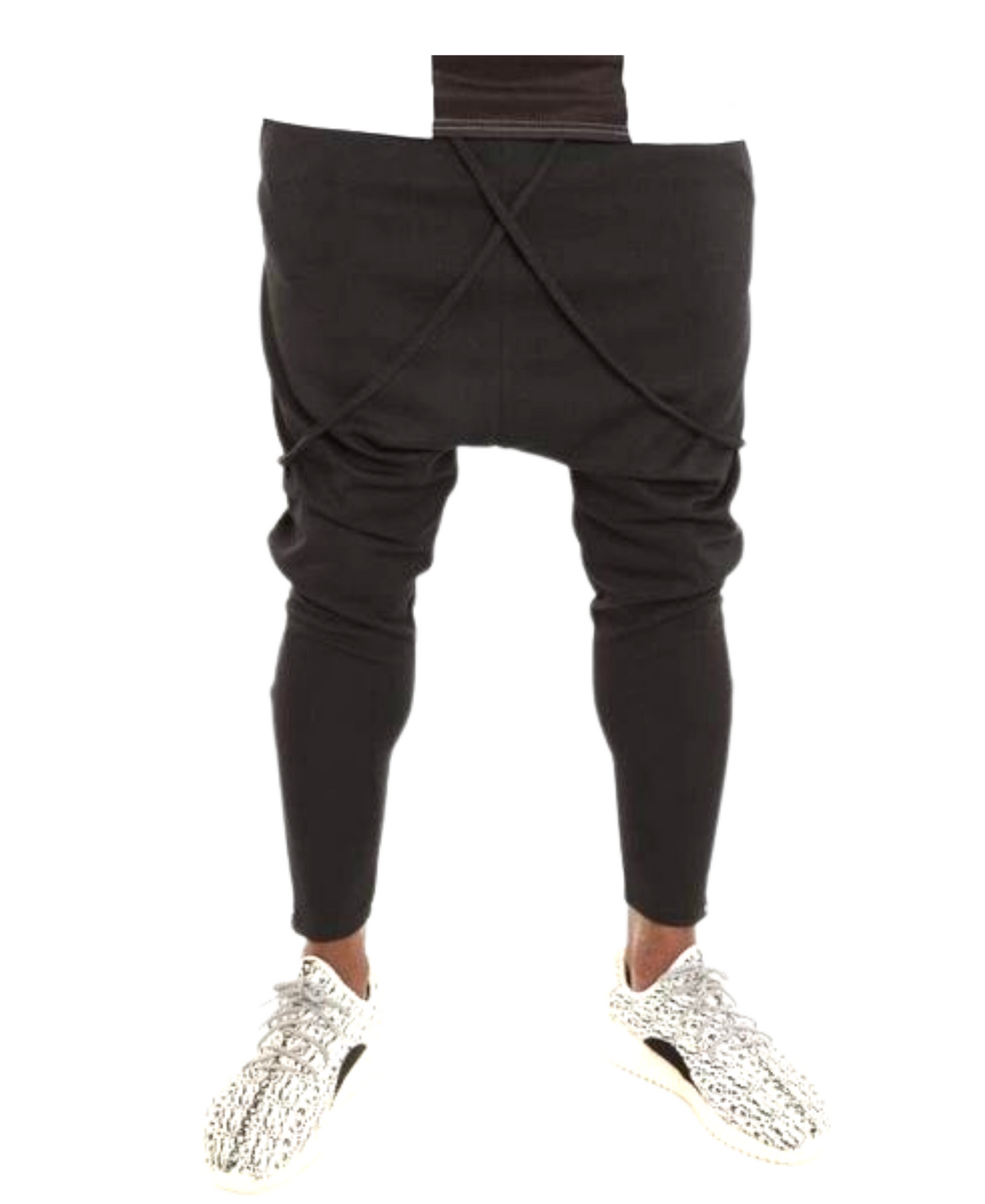 Pantaloni negri cu bretele negre incrucisate