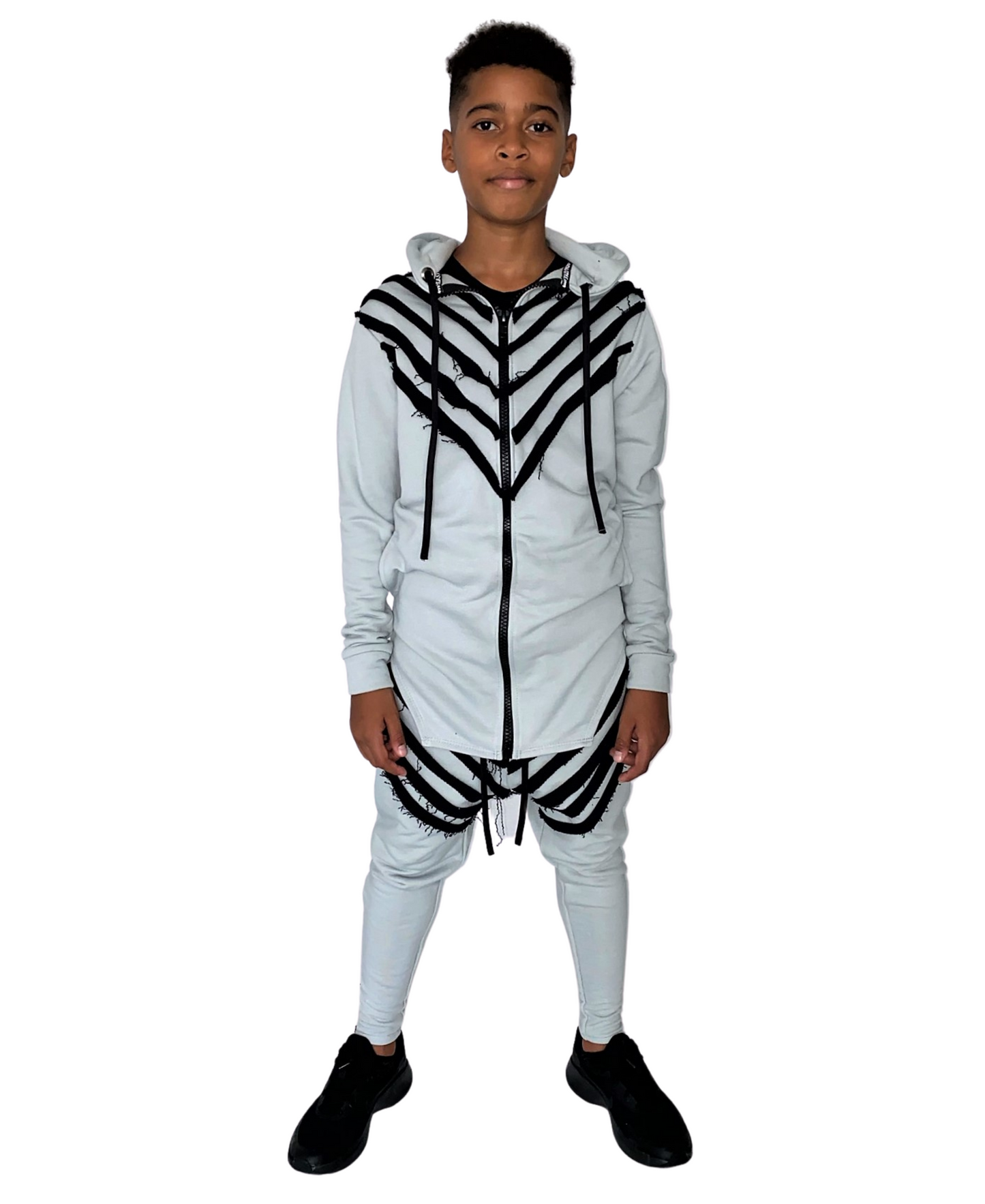 Trening unisex gri cu detalii negre si bretele pe interior tip ghiozdan