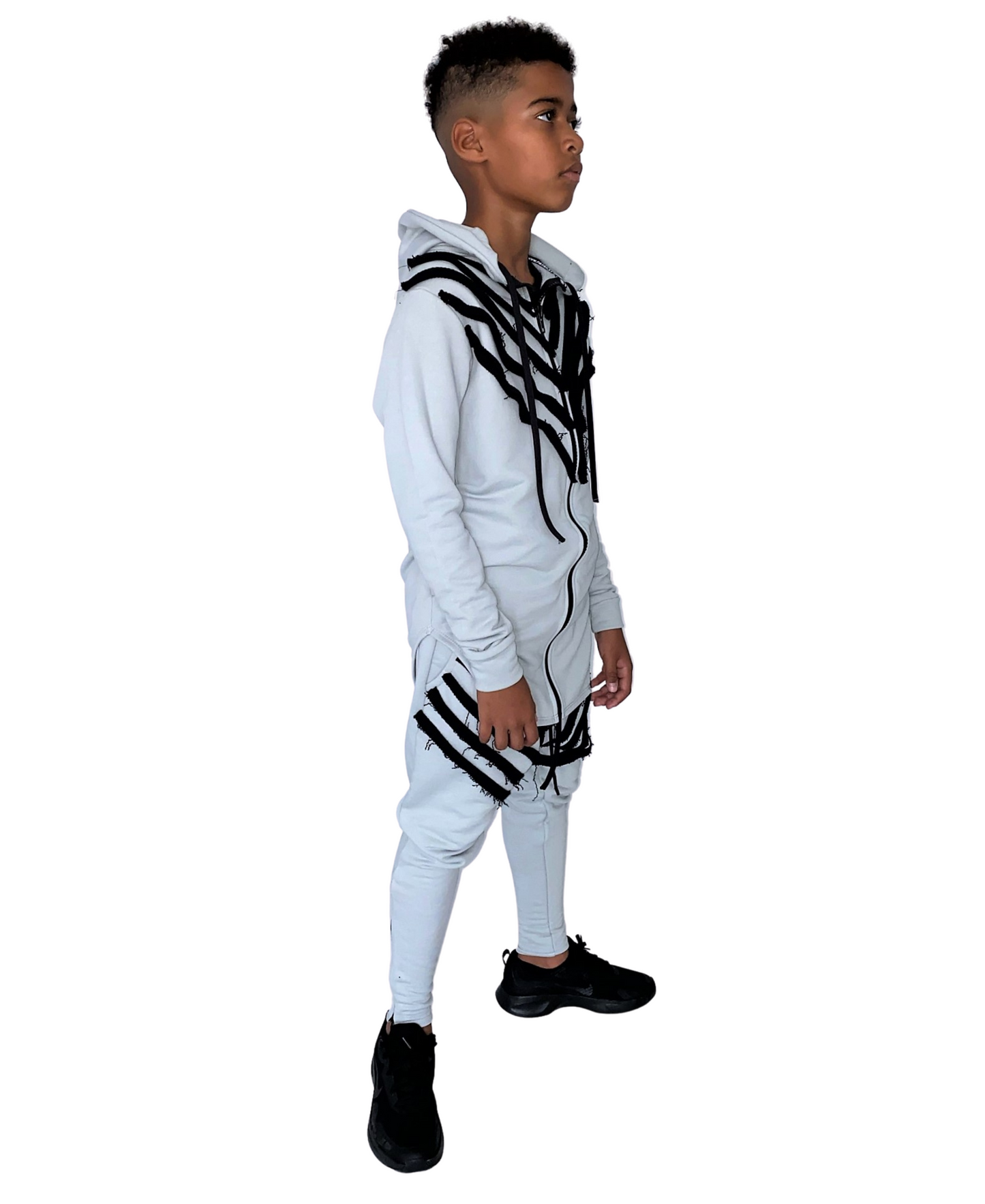 Trening unisex gri cu detalii negre si bretele pe interior tip ghiozdan