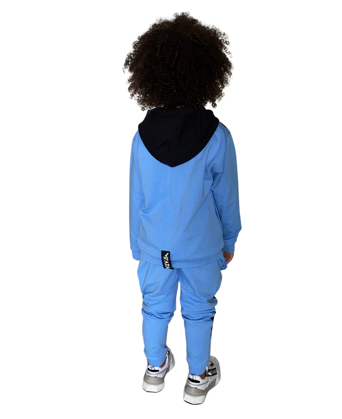Trening unisex albastru cu negru cu fermoar (bluza+pantalon)