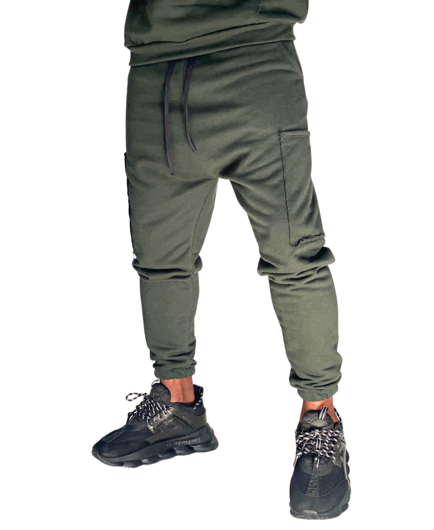 Pantaloni verzi cu buzunare laterale