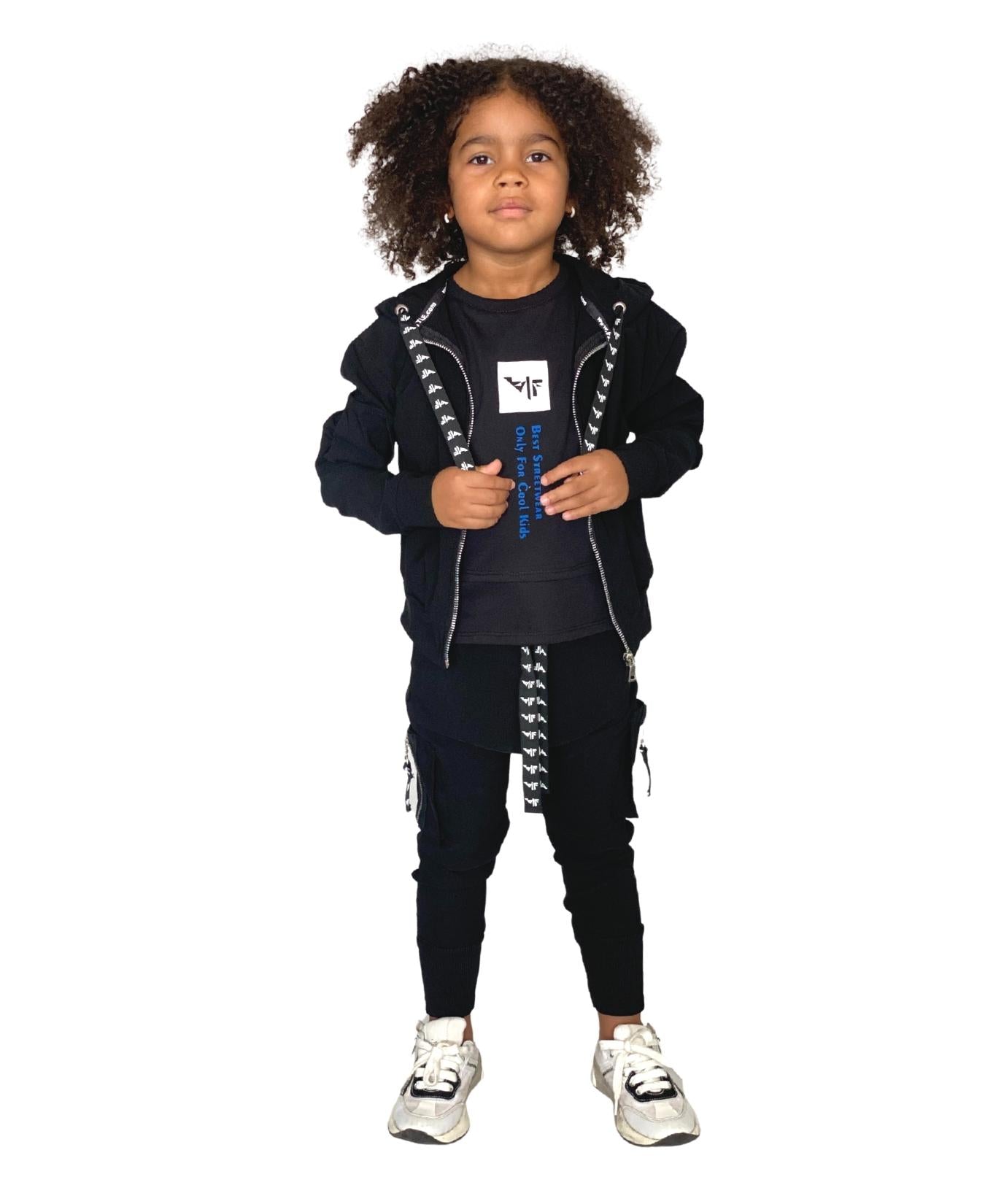Pantaloni unisex negru cu detalii cu logo