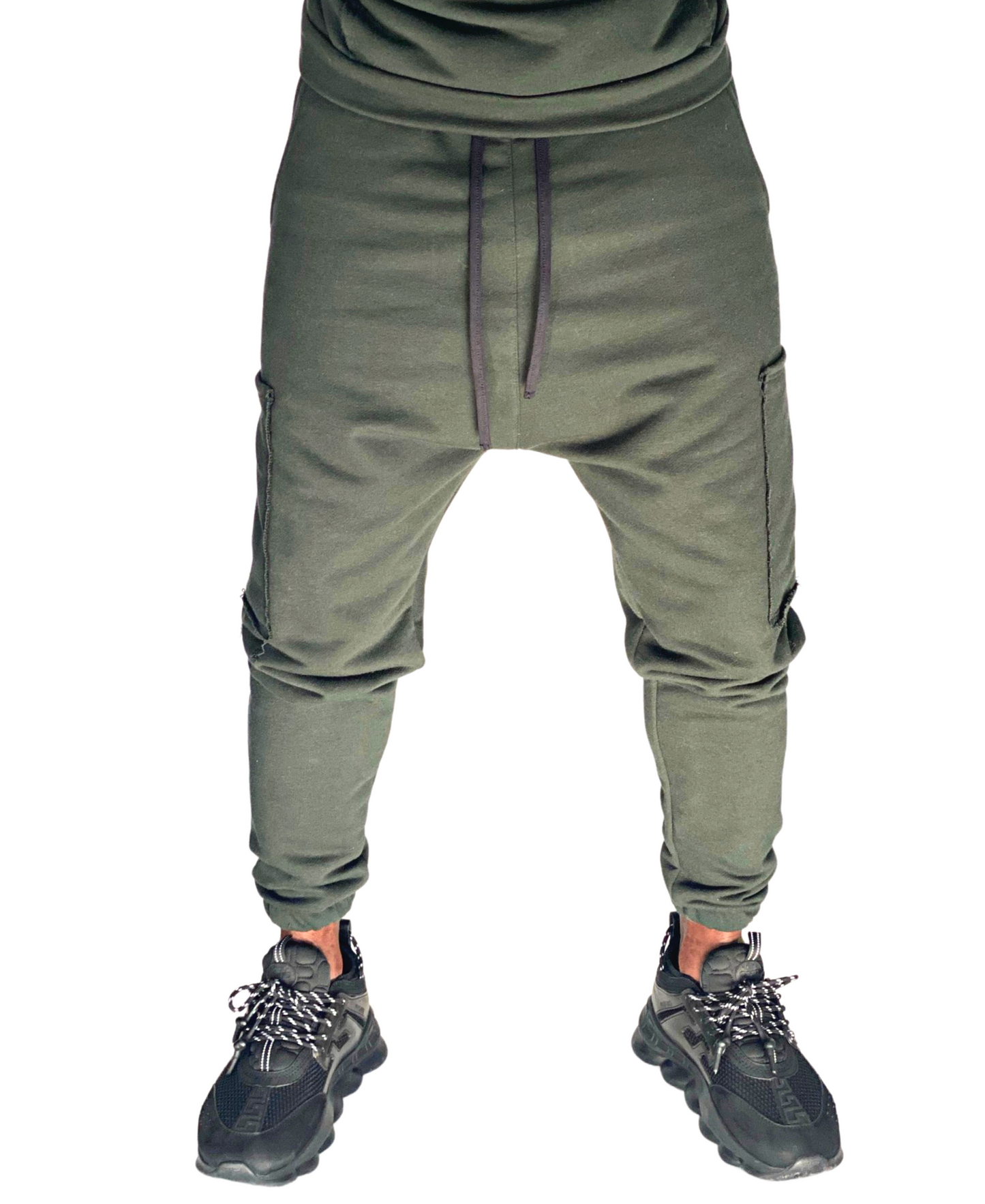 Pantaloni verzi cu buzunare laterale