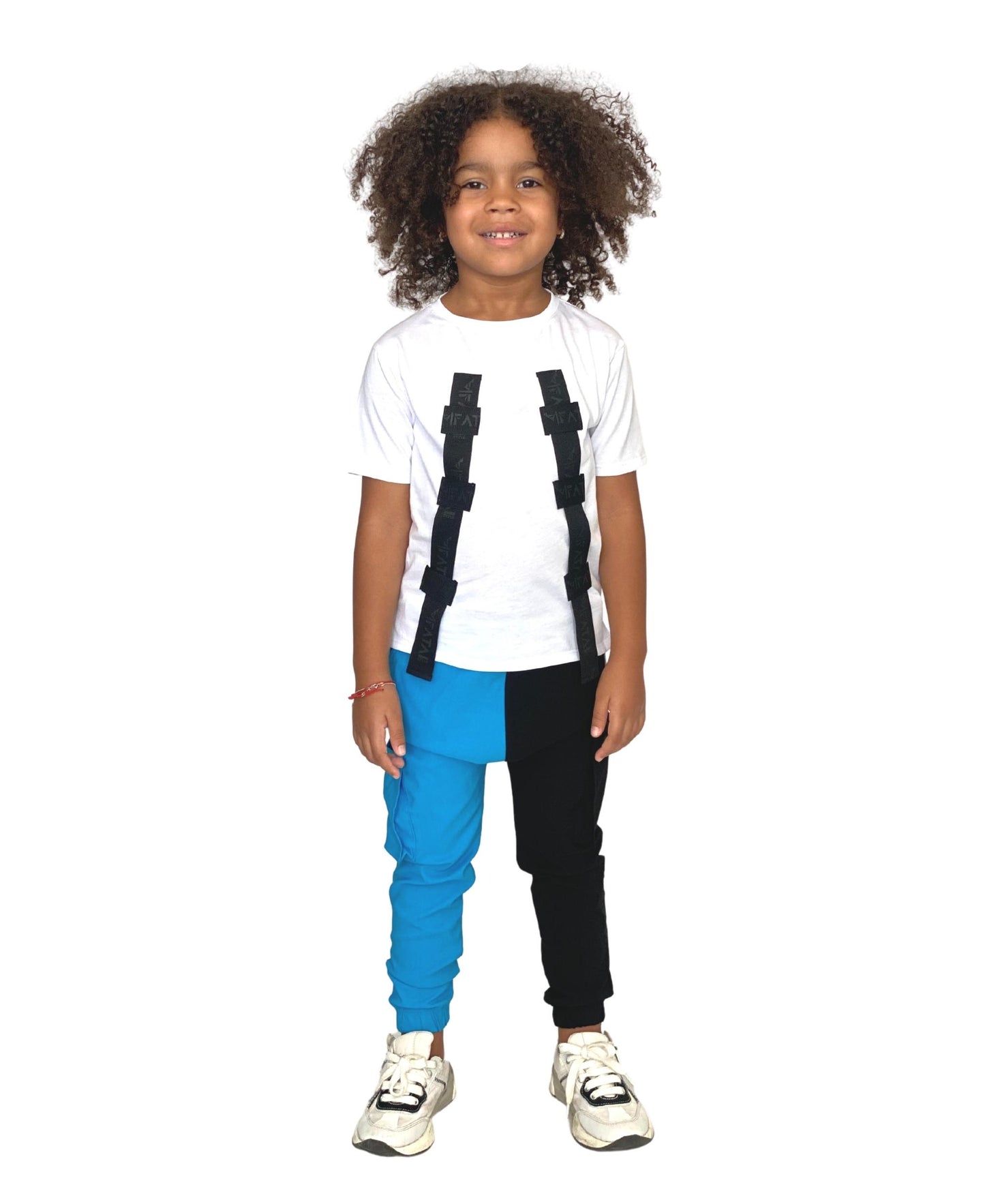 Pantaloni negru/bleu unisex cu buzunare laterale