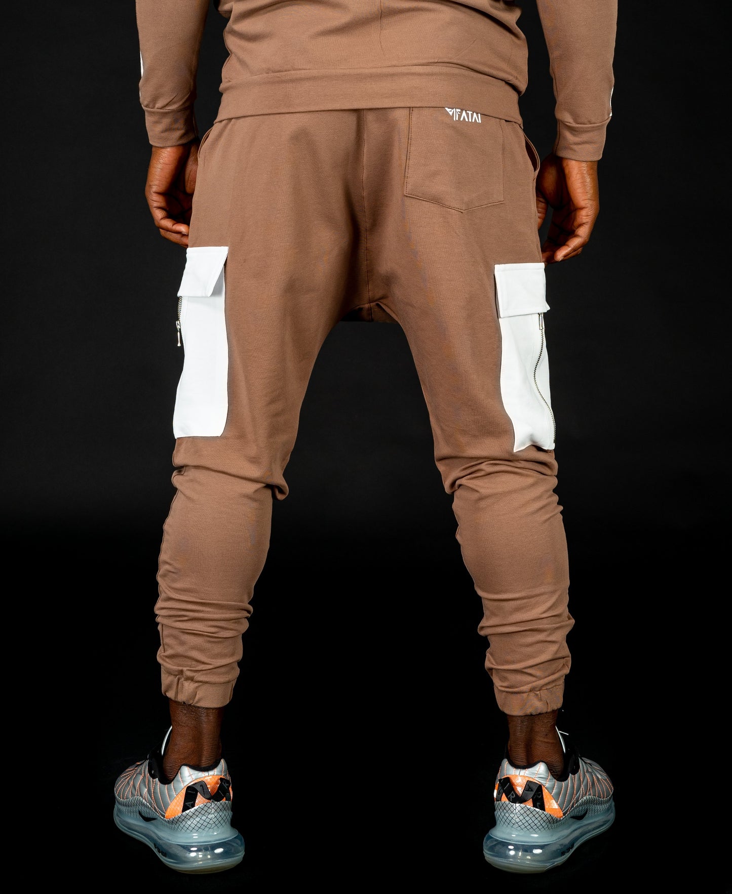 Brown trousers with white pocket and zip - Fatai Style
