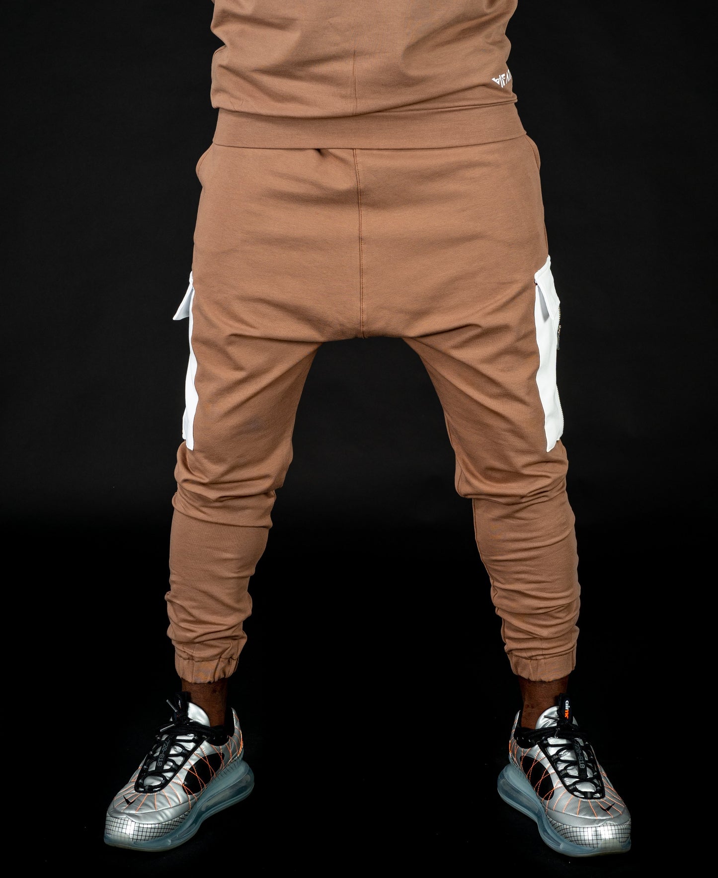 Brown trousers with white pocket and zip - Fatai Style