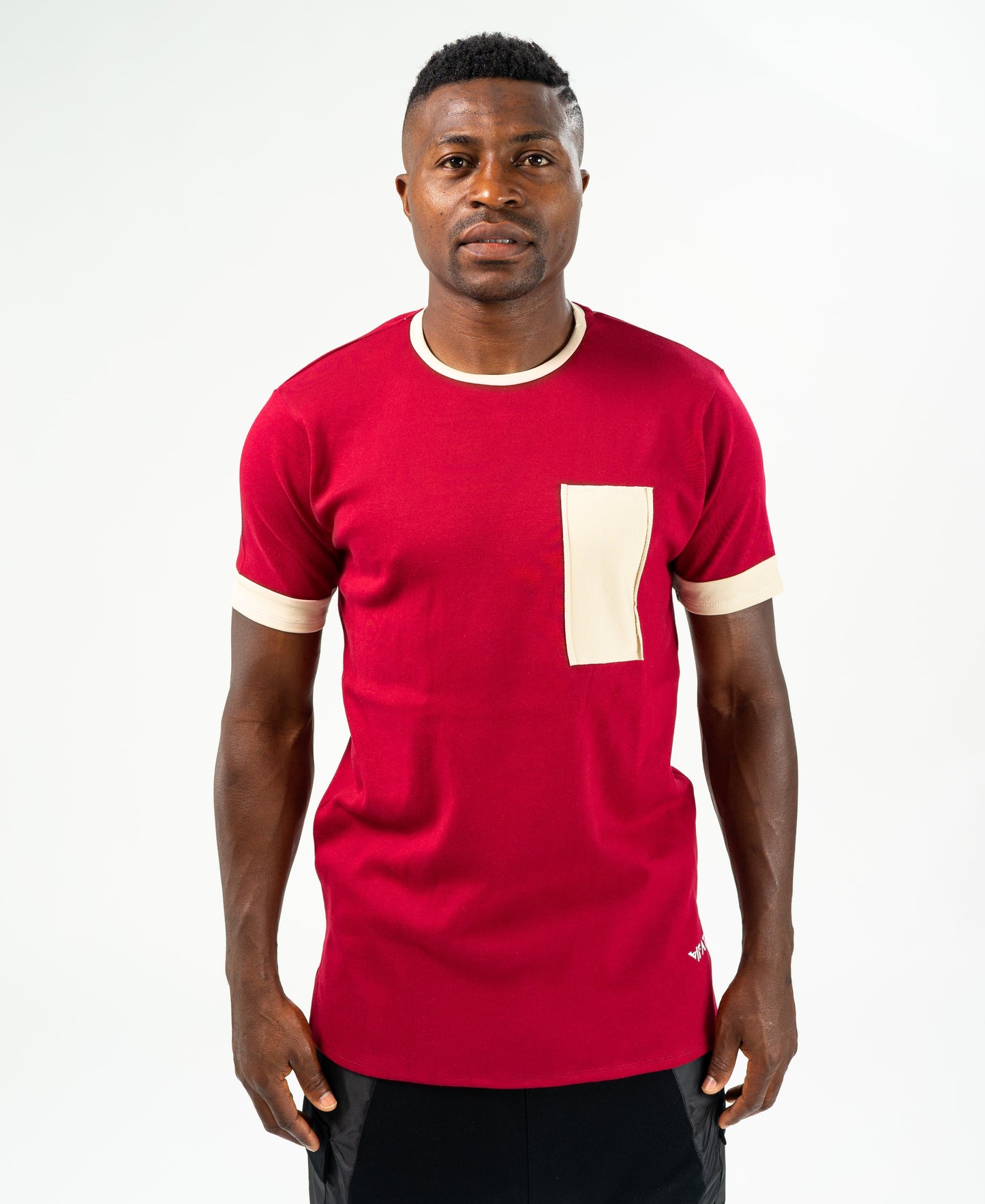 Burgundy t-shirt with beige design - Fatai Style