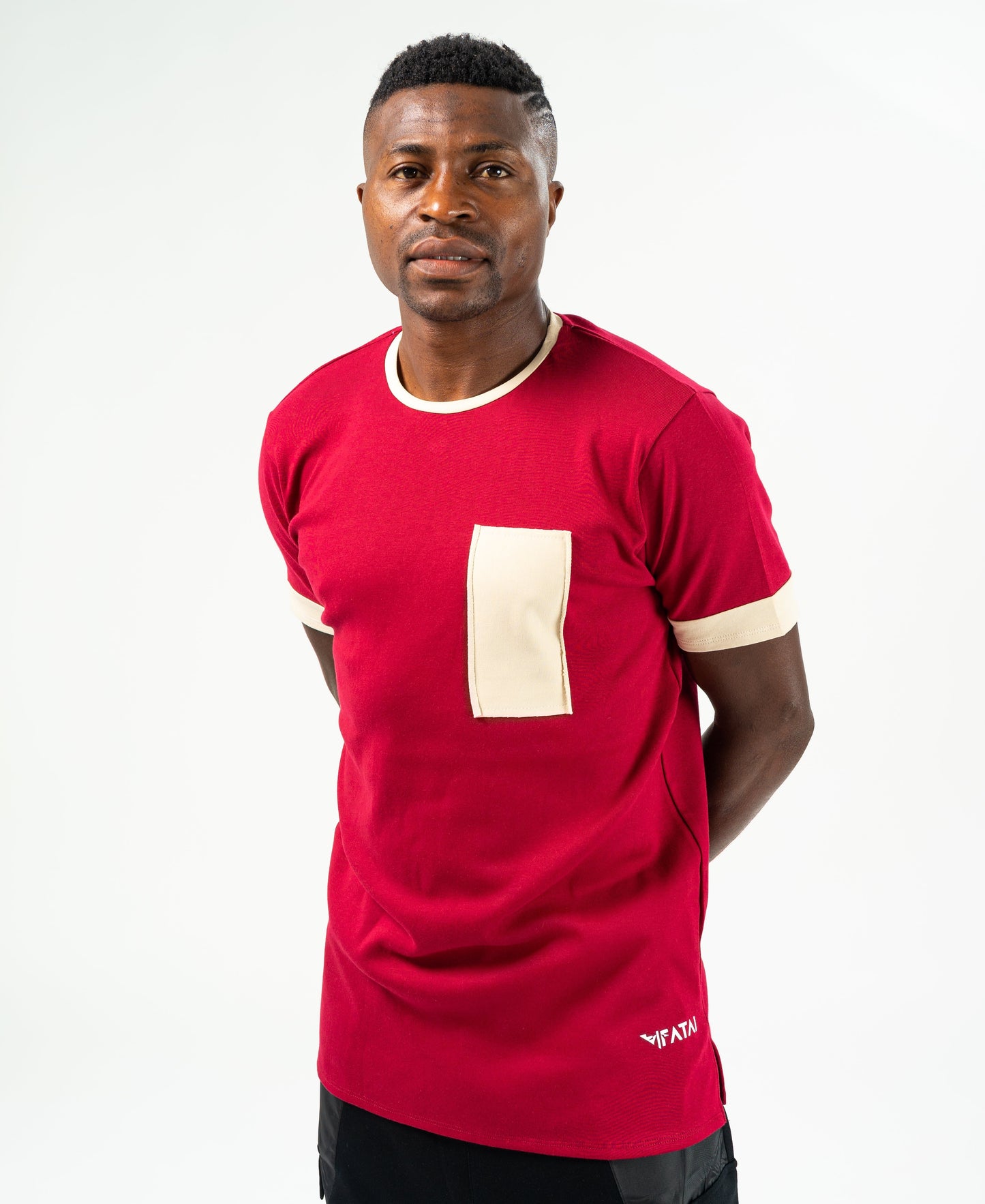 Burgundy t-shirt with beige design - Fatai Style