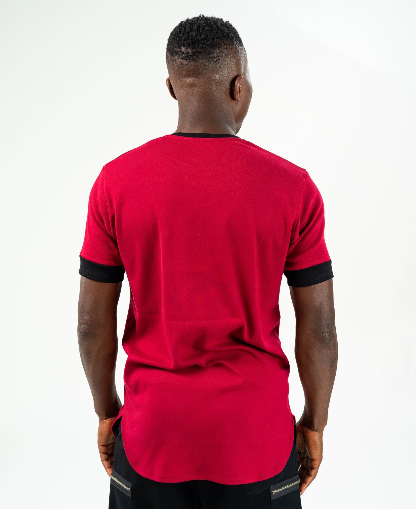 Burgundy t-shirt with black design and zip - Fatai Style