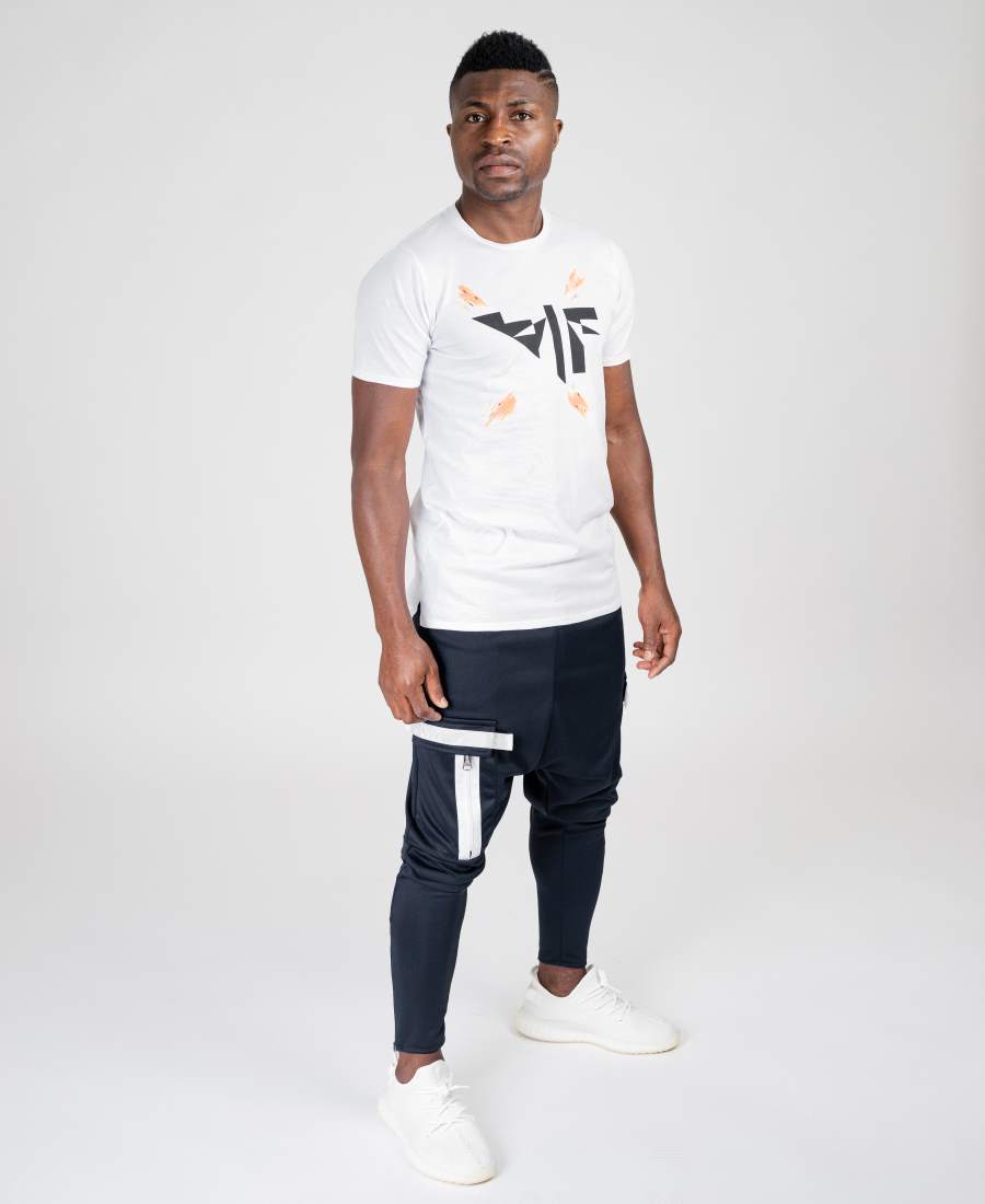Bleumarin trousers with white zips - Fatai Style