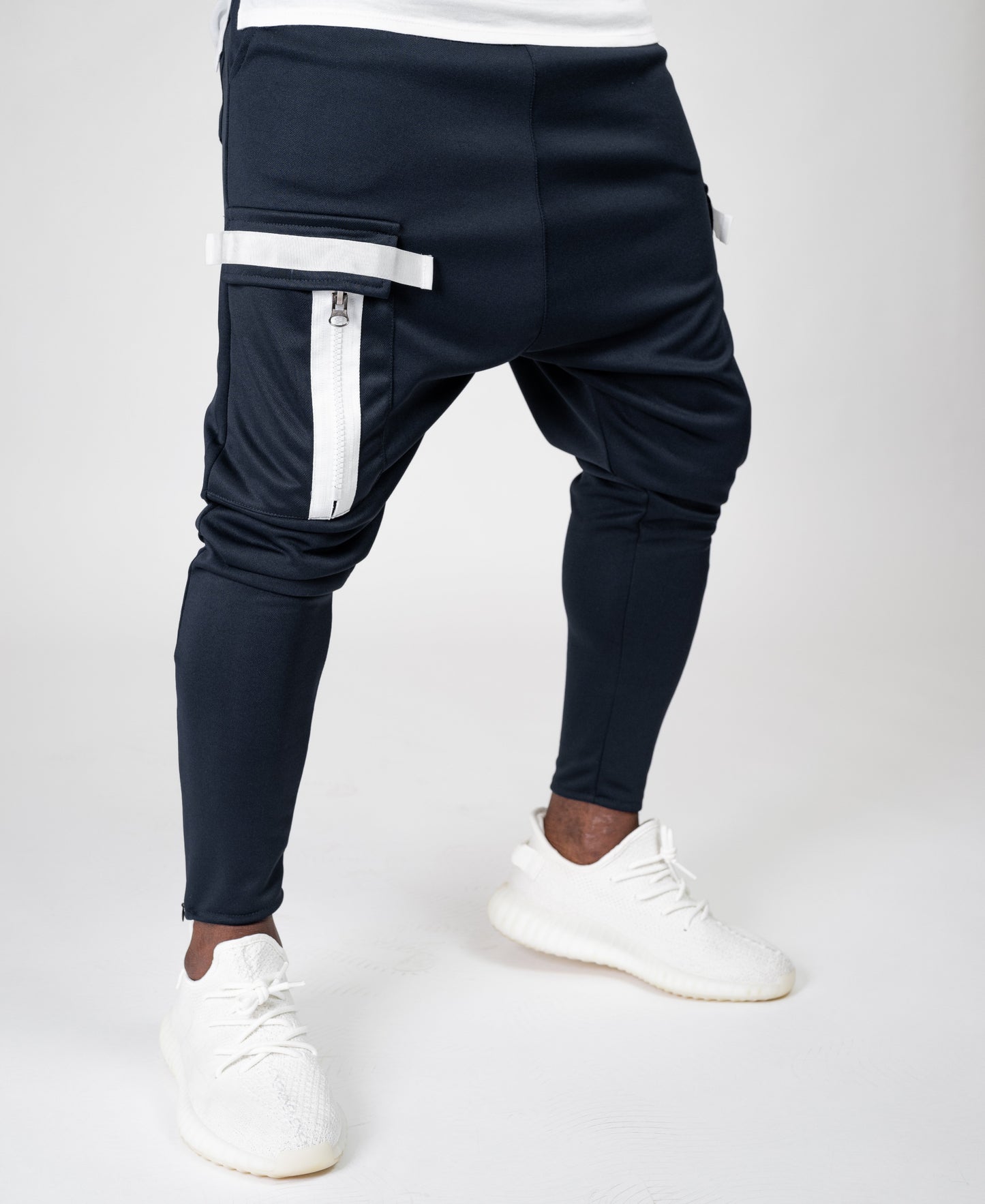 Bleumarin trousers with white zips - Fatai Style