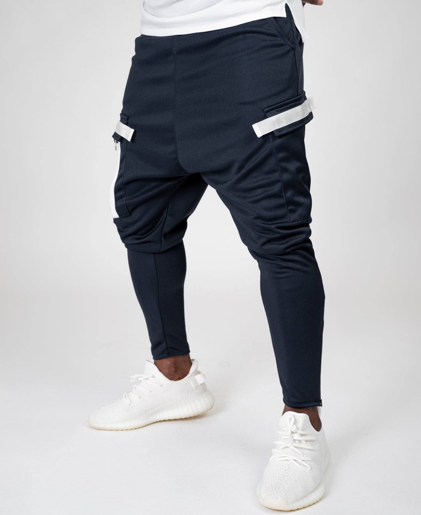 Bleumarin trousers with white zips - Fatai Style