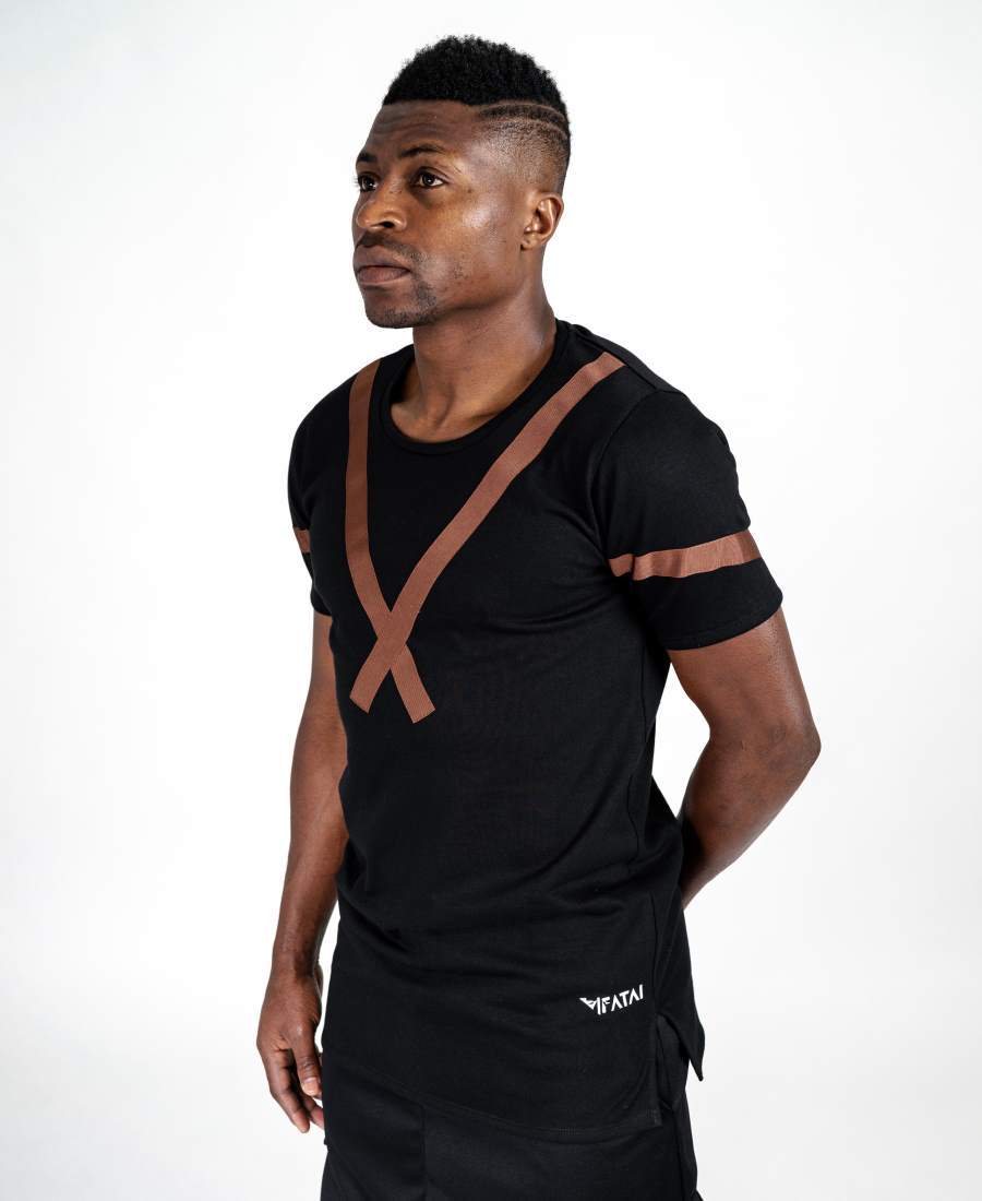 Black t-shirt with brown design - Fatai Style