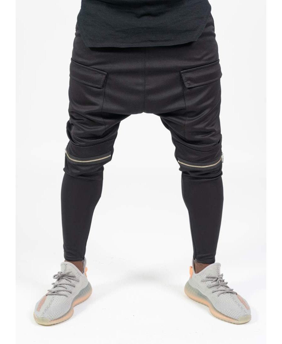 Black trousers with zip on the knee - Fatai Style