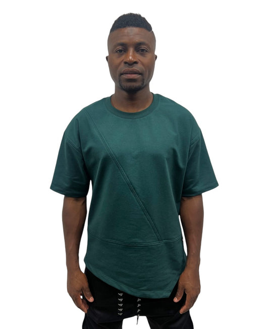 Tricou verde tuborg cu design din cusaturi