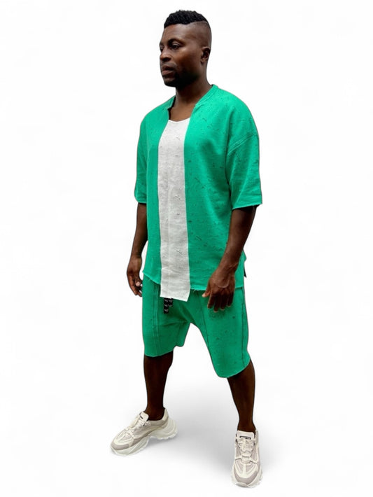 Compleu verde in combinatie cu alb