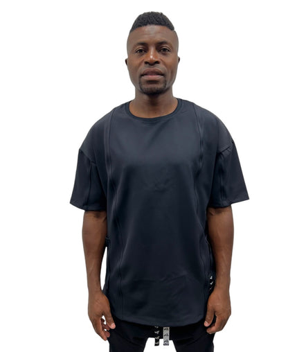Tricou negru casual cu design