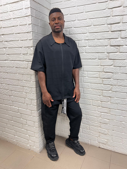 Compleu negru casual cu pantalon