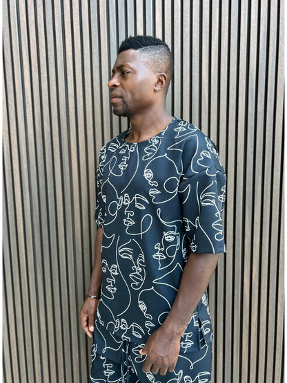 Tricou negru cu design grafic