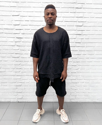 Pantaloni negri din material vaporos