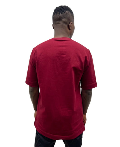 Tricou burgundy cu buzunar