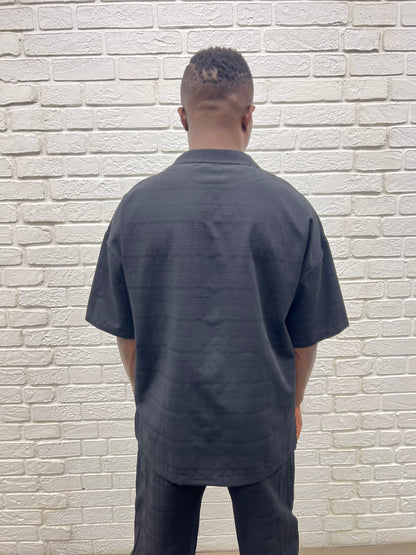 Tricou negru casual cu fermoar