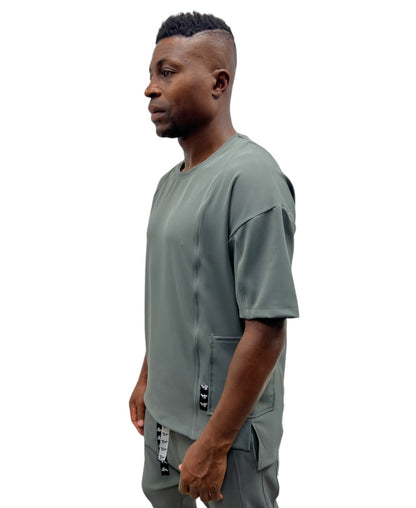 Tricou kaki casual cu design