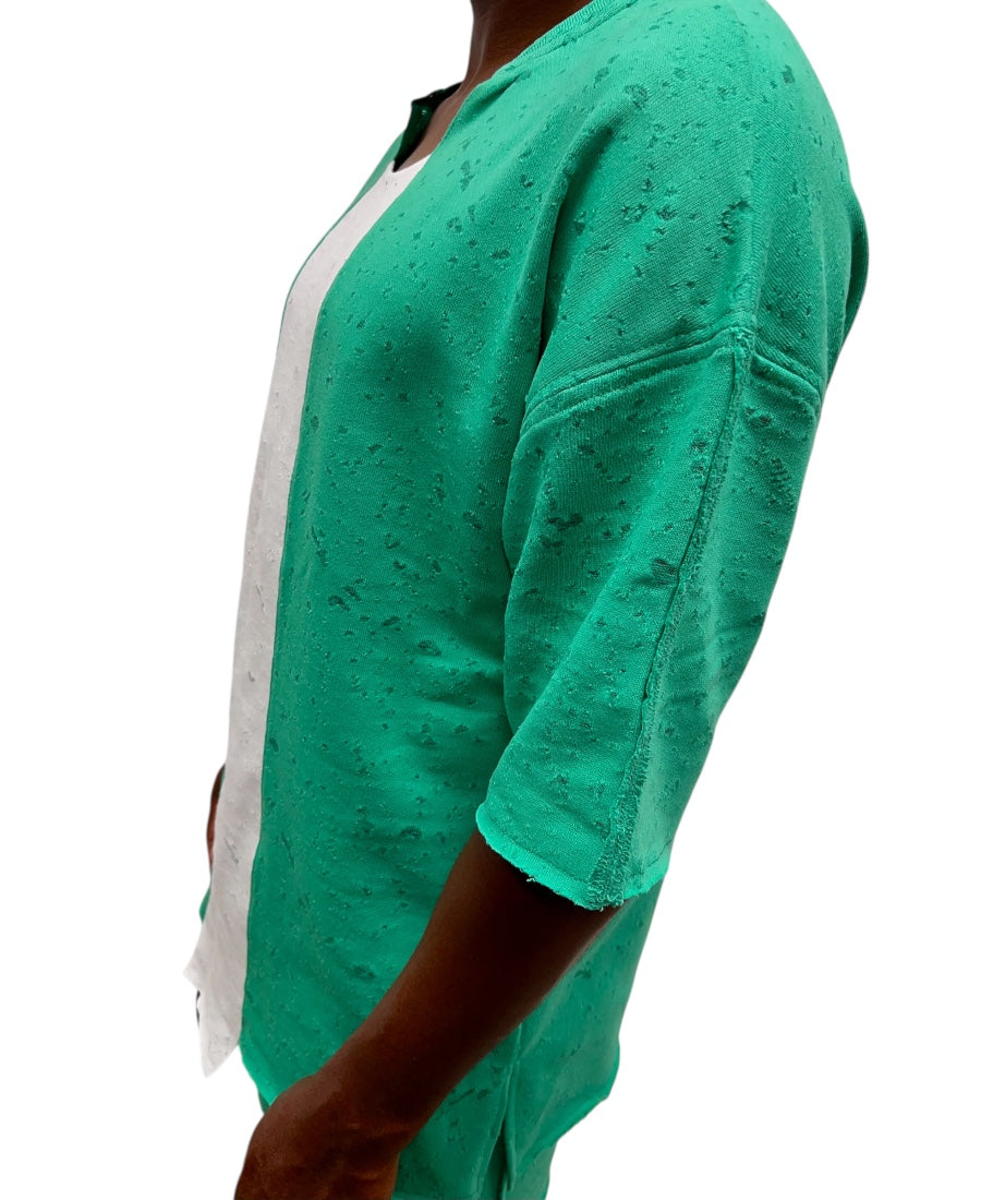 Tricou in combinatie de verde cu alb