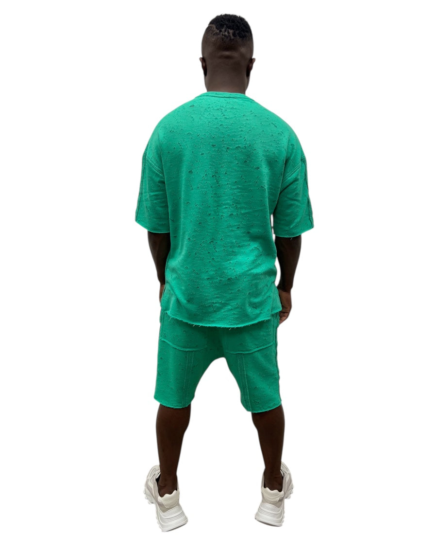 Compleu verde in combinatie cu alb