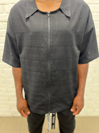 Tricou negru casual cu fermoar