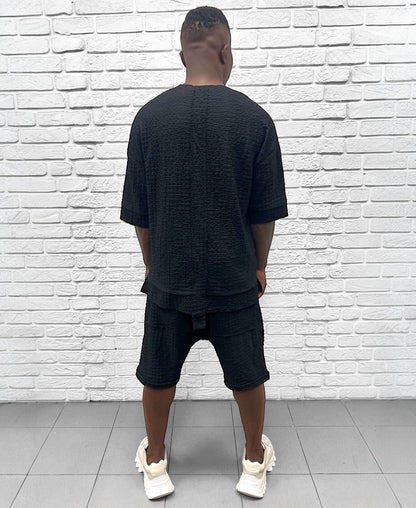 Pantaloni negri din material vaporos