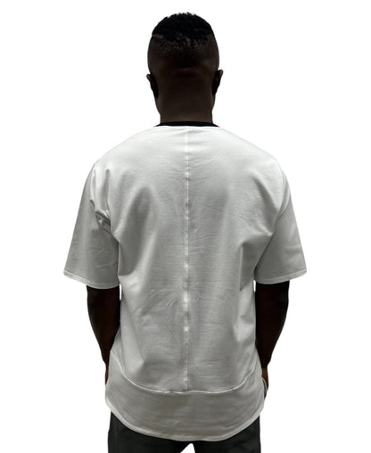 Tricou alb cu fermoar negru si extensie