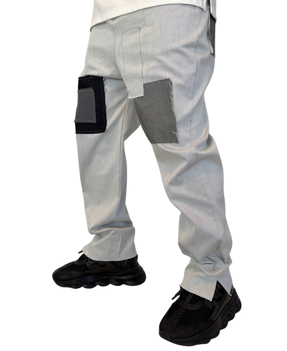 Pantaloni lungi tip blugi cu diverse petice de design