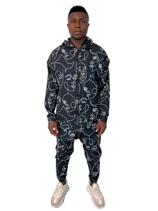 Compleu negru cu design geometric