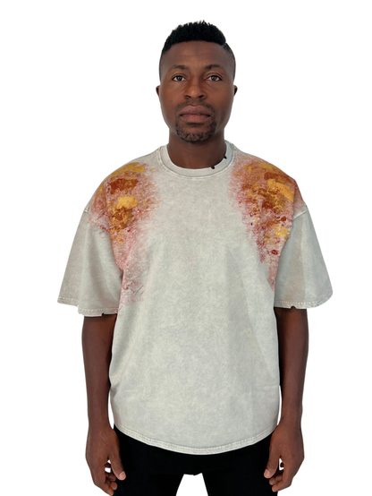 Tricou gri vopsit manual