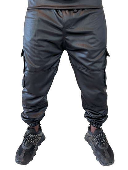 Pantaloni din material flexibil, de trening, cu buzunare laterale si elastec la glezna