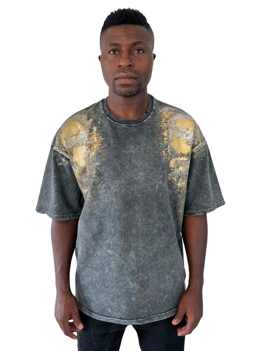 Tricou gri vopsit manual