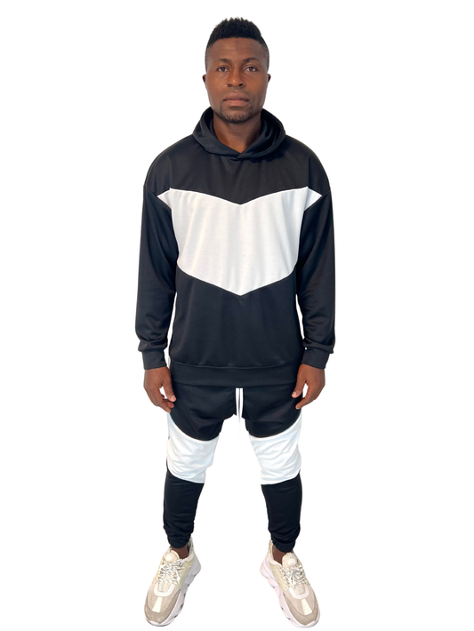 Compleu in combinatie de negru cu alb