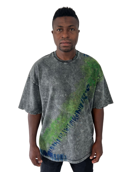 Tricou gri inchis vopsit manual