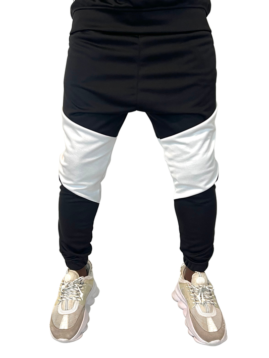 Pantaloni in combinatie de negru cu alb
