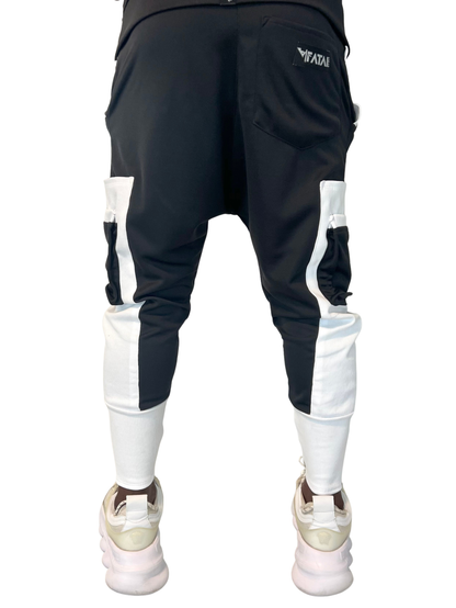 Pantaloni negru cu detalii albe
