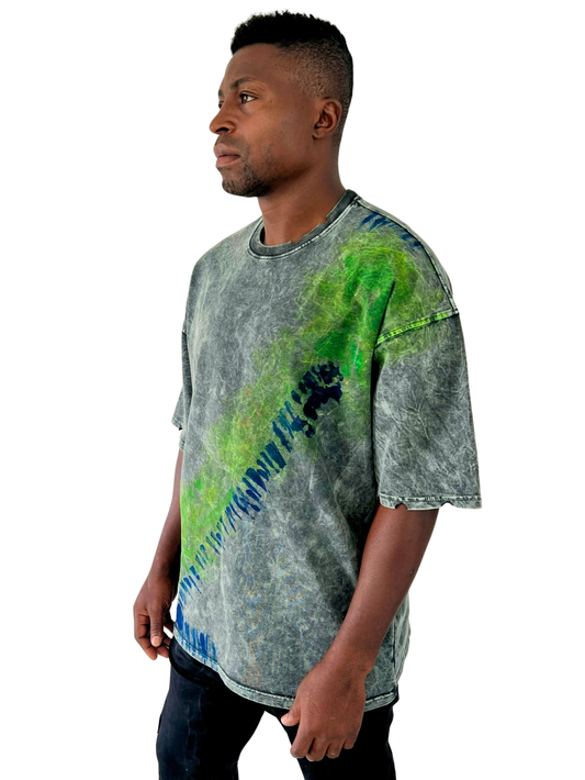 Tricou gri inchis vopsit manual