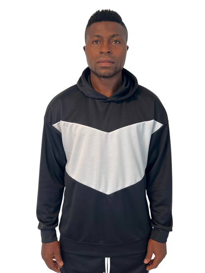Hanorac in combinatie de negru cu alb