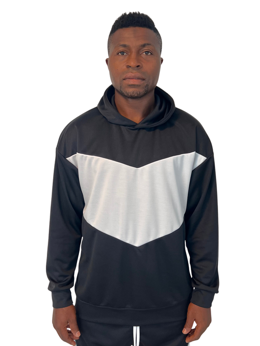 Hanorac in combinatie de negru cu alb