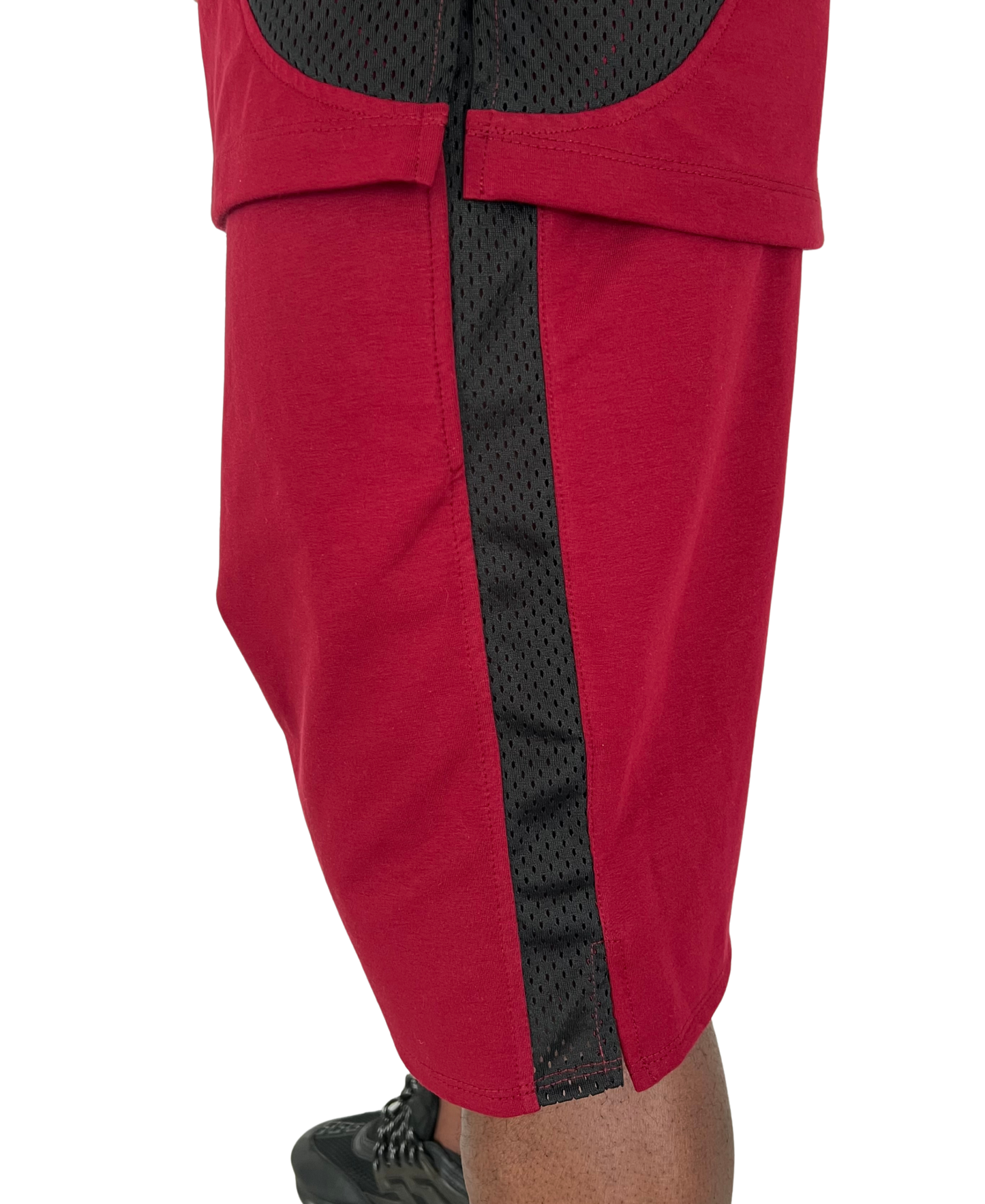 Compleu burgundy cu dunga din plasa neagra