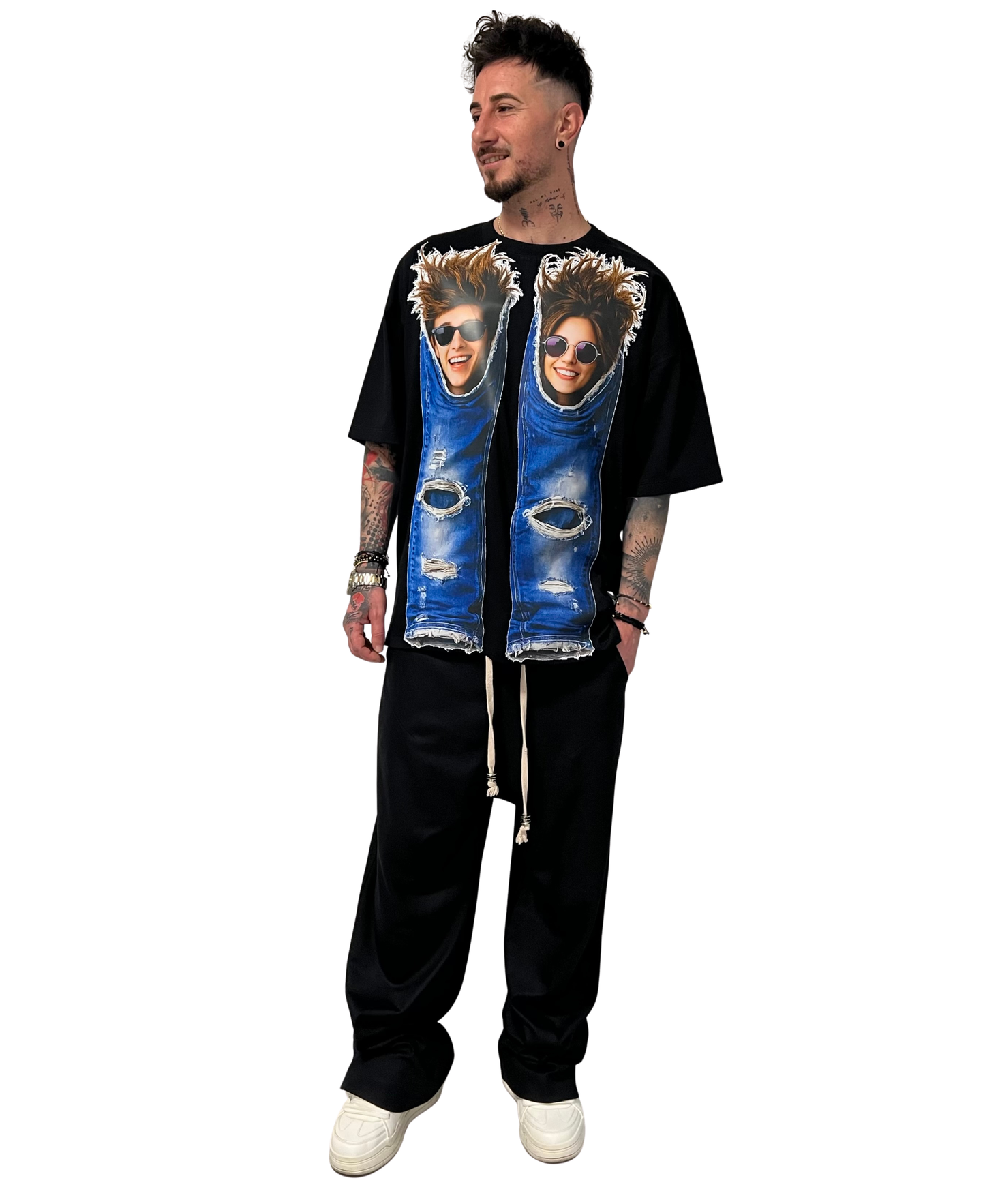 Tricou negru cu print