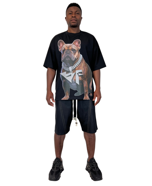 Compleu cu pantalon scurt si print pe tricou